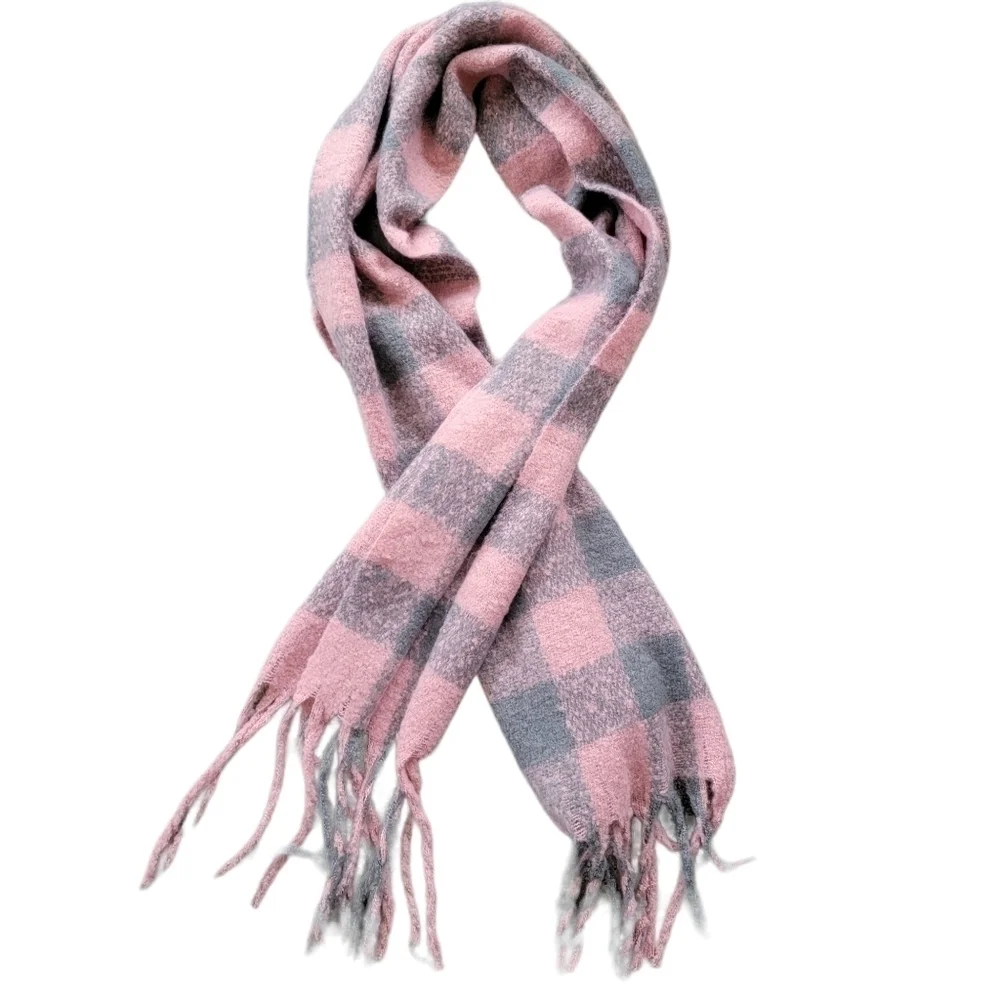 NEW Extra Large Pink and Gray Buffalo Print Scarf